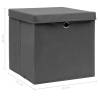 4 Pcs Grey Storage Boxes with Lids - 32x32x32 cm Fabric