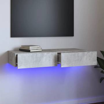 Stylish TV Cabinet with LED Lights - Concrete Grey | Hipo Market