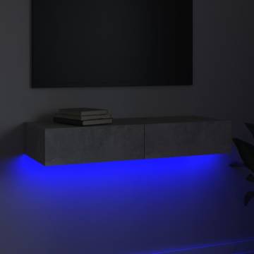 Stylish TV Cabinet with LED Lights - Concrete Grey | Hipo Market