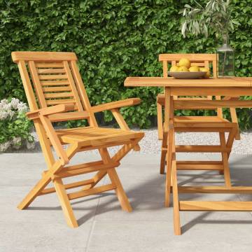 Folding Garden Chairs 2 pcs - Solid Teak Wood | HipoMarket