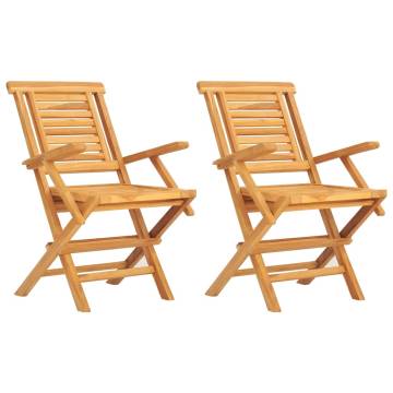 Folding Garden Chairs 2 pcs - Solid Teak Wood | HipoMarket