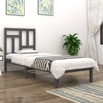 Grey Solid Wood Pine Bed Frame 90x200 cm | HipoMarket