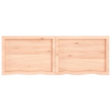 Wall Shelf 160x50 cm - Untreated Solid Oak Wood - Rustic Style