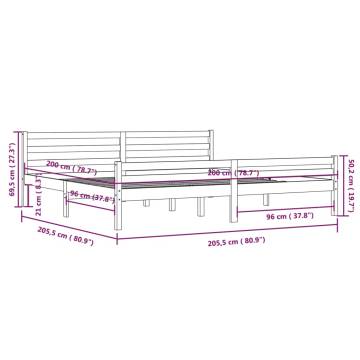 Modern Black Solid Wood Bed Frame 200x200 cm | HipoMarket