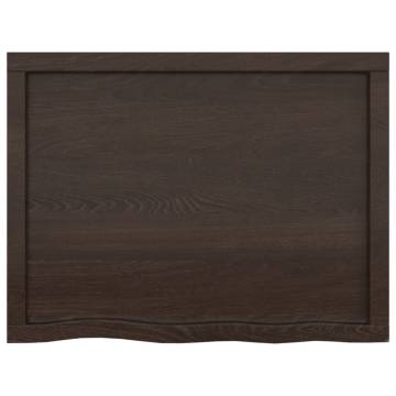 Dark Brown Solid Wood Bathroom Countertop - 80x60 cm