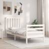 Bed Frame with Headboard White Small Single Solid Wood Colour white Size 75 x 190 cm 