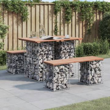 Garden Bench Gabion Design | Solid Wood Douglas - 100x70 cm