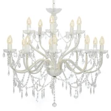 Elegant 2-Layer White Chandelier | 15 x E14 Bulbs