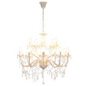 Elegant 2-Layer White Chandelier | 15 x E14 Bulbs