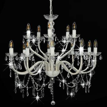 Elegant 2-Layer White Chandelier | 15 x E14 Bulbs