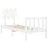 White Small Single Bed Frame with Headboard | Solid Pine Wood