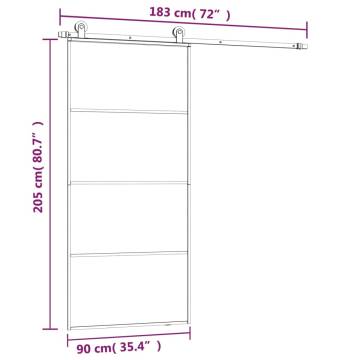 Sliding Door with Hardware Set 90x205 cm - ESG Glass & Aluminium