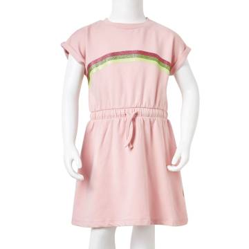 Light Pink Kids' Dress with Drawstring - Size 128