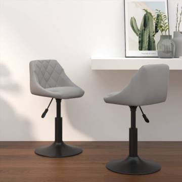 Trendy Swivel Dining Chairs - 2 pcs Light Grey Velvet