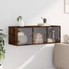 Elegant Wall Cabinet with Glass Doors - Smoked Oak | HiPoMarket