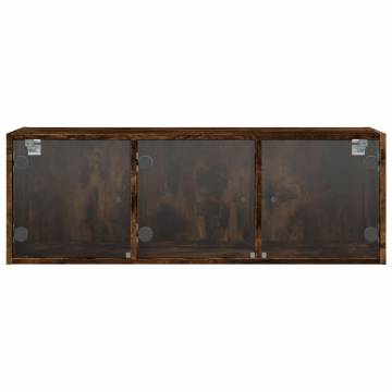 Elegant Wall Cabinet with Glass Doors - Smoked Oak | HiPoMarket