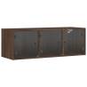 Wall Cabinet with Glass Doors - Brown Oak 102x37x35 cm