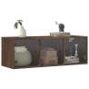 Wall Cabinet with Glass Doors - Brown Oak 102x37x35 cm