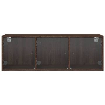 Wall Cabinet with Glass Doors - Brown Oak 102x37x35 cm