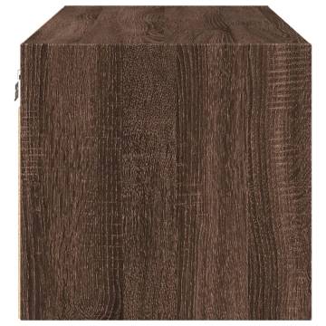 Wall Cabinet with Glass Doors - Brown Oak 102x37x35 cm