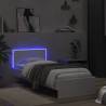 White Bed Frame with Headboard & LED Lights - 90x190 cm Single