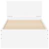 White Bed Frame with Headboard & LED Lights - 90x190 cm Single