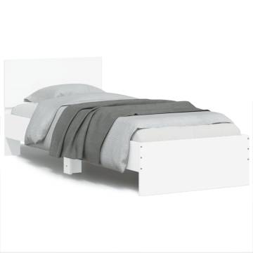 Stylish Bed Frame with Headboard & LED Lights - White 75x190 cm