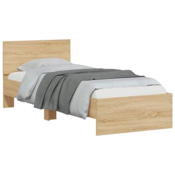 Stylish Bed Frame with LED Lights - Sonoma Oak, Small Single