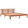 Wax Brown Bed Frame with Headboard - Super King Size 180x200 cm