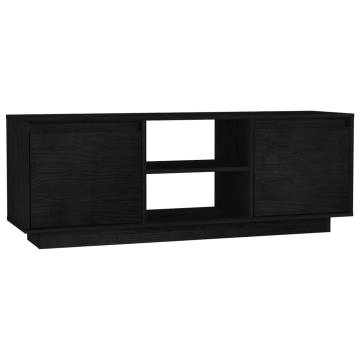 Elegant Black TV Cabinet - Solid Pinewood | HipoMarket