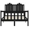 Small Double Black Bed Frame with Headboard - Solid Wood