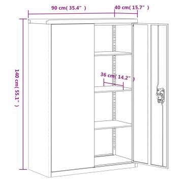 File Cabinet White 90x40x140 cm Steel - Organize Your Office