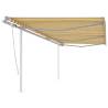 Manual Retractable Awning with Posts 6x3 m Yellow and White Colour yellow and white Size 6 x 3 m Quantity in Package 1 