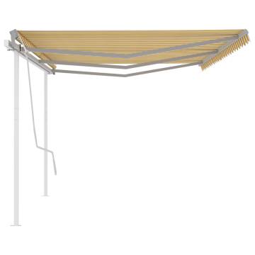 Manual Retractable Awning 6x3m Yellow & White - Hipomarket UK