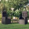 Reclining Garden Chairs with Cushions - 2 pcs Black Poly Rattan