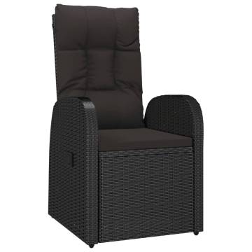 Reclining Garden Chairs with Cushions - 2 pcs Black Poly Rattan