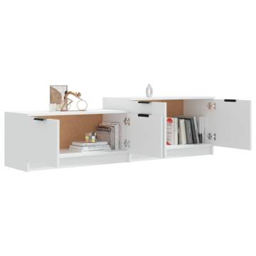 Stylish White TV Cabinet - 158.5x36x45 cm - Engineered Wood