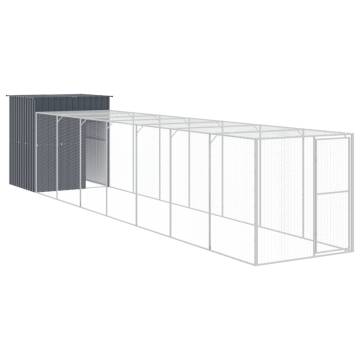 Durable Chicken Cage with Run - Anthracite 165x863x181 cm