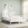 White King Size Bed Frame with Headboard - Solid Pine Wood