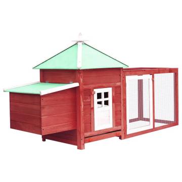 Chicken Coop with Nest Box Red – Solid Firwood 190x72x102 cm