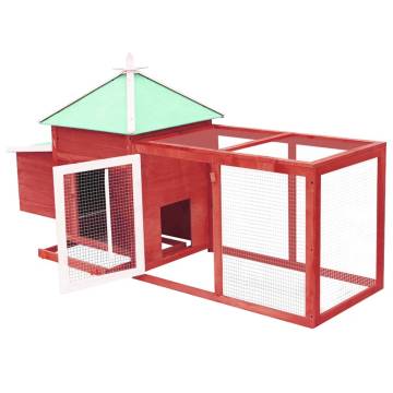 Chicken Coop with Nest Box Red – Solid Firwood 190x72x102 cm