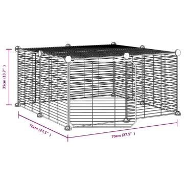 12-Panel Pet Cage with Door - Black Steel 35x35 cm | HipoMarket