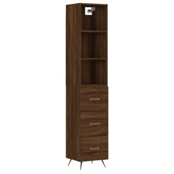 Stylish Highboard Brown Oak - 34.5x34x180 cm Engineered Wood