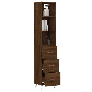 Stylish Highboard Brown Oak - 34.5x34x180 cm Engineered Wood