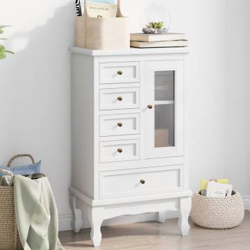 Elegant White Cabinet with 5 Drawers & 2 Shelves - Hipomarket