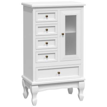 Elegant White Cabinet with 5 Drawers & 2 Shelves - Hipomarket