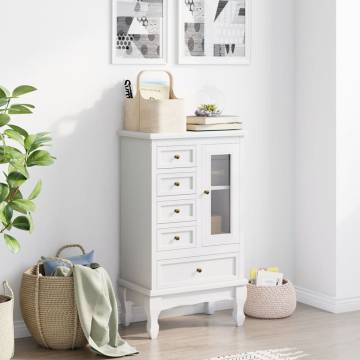 Elegant White Cabinet with 5 Drawers & 2 Shelves - Hipomarket