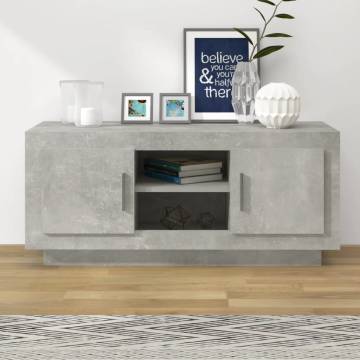 Stylish Concrete Grey TV Cabinet | Engineered Wood 102x35x45 cm