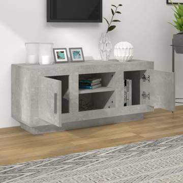 Stylish Concrete Grey TV Cabinet | Engineered Wood 102x35x45 cm