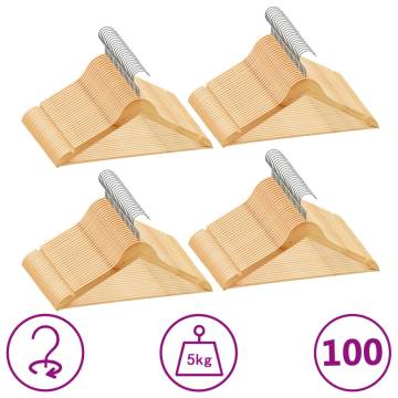 100 pcs Non-slip Hardwood Clothes Hanger Set | Durable & Sturdy